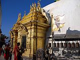 Kathmandu Swayambhunath 21 Monk At Mesh With Akshobhya East Dhyani Buddha Inside At Top Of Stairs